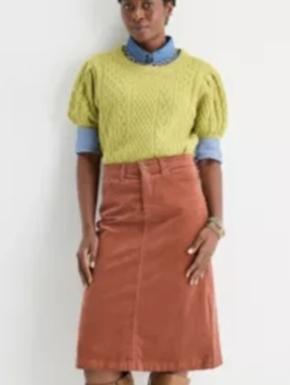 St. John's Bay Rust Corduroy Midi A-Line Skirt